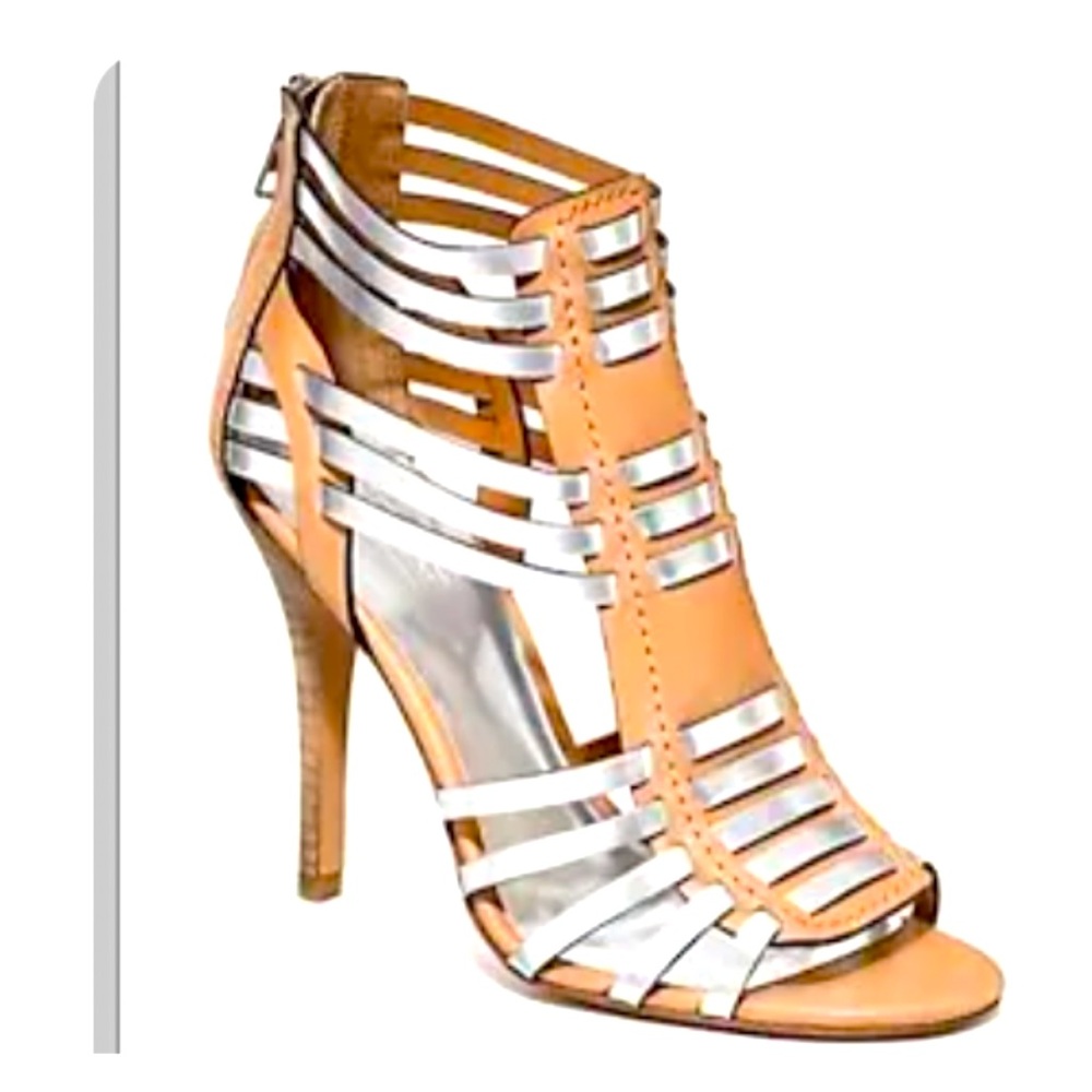 Coach Lucy Gladiator heels tan and silver women’s size 5.5